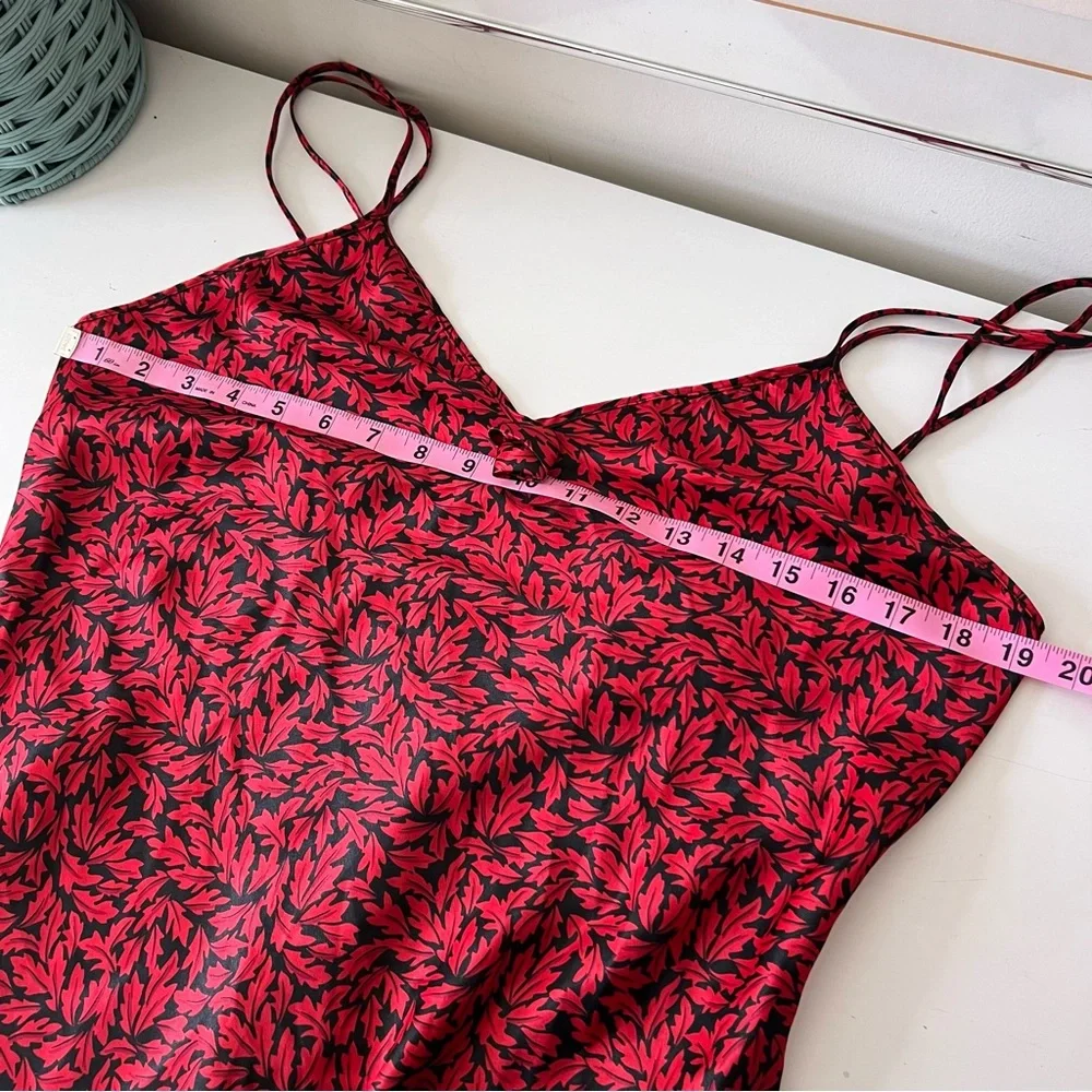 Vintage Val Mode Lingerie Red & Black Floral Nightgown Size Large - Picture 8 of 11